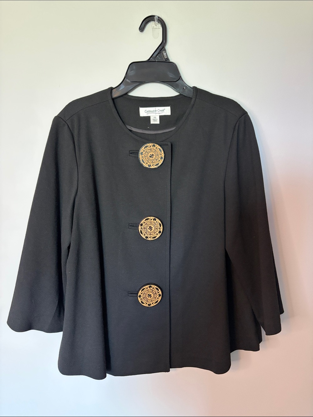 Vintage Coldwater Creek Black Jacket with Decorative Button PS